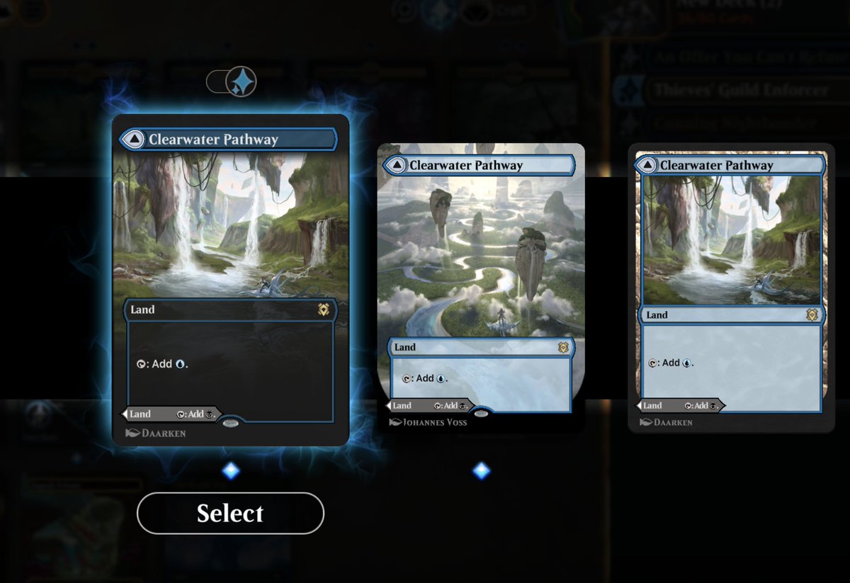 ziggoto's tweet photo. @MTG_Arena Not sure if it's a bug, but it could be nice if I could favourite these kinds of lands too. I prefer the second theme (in the first image), but the game always uses the first one instead, and I have to manually switch them. https://t.co/E1iuwK1s6e