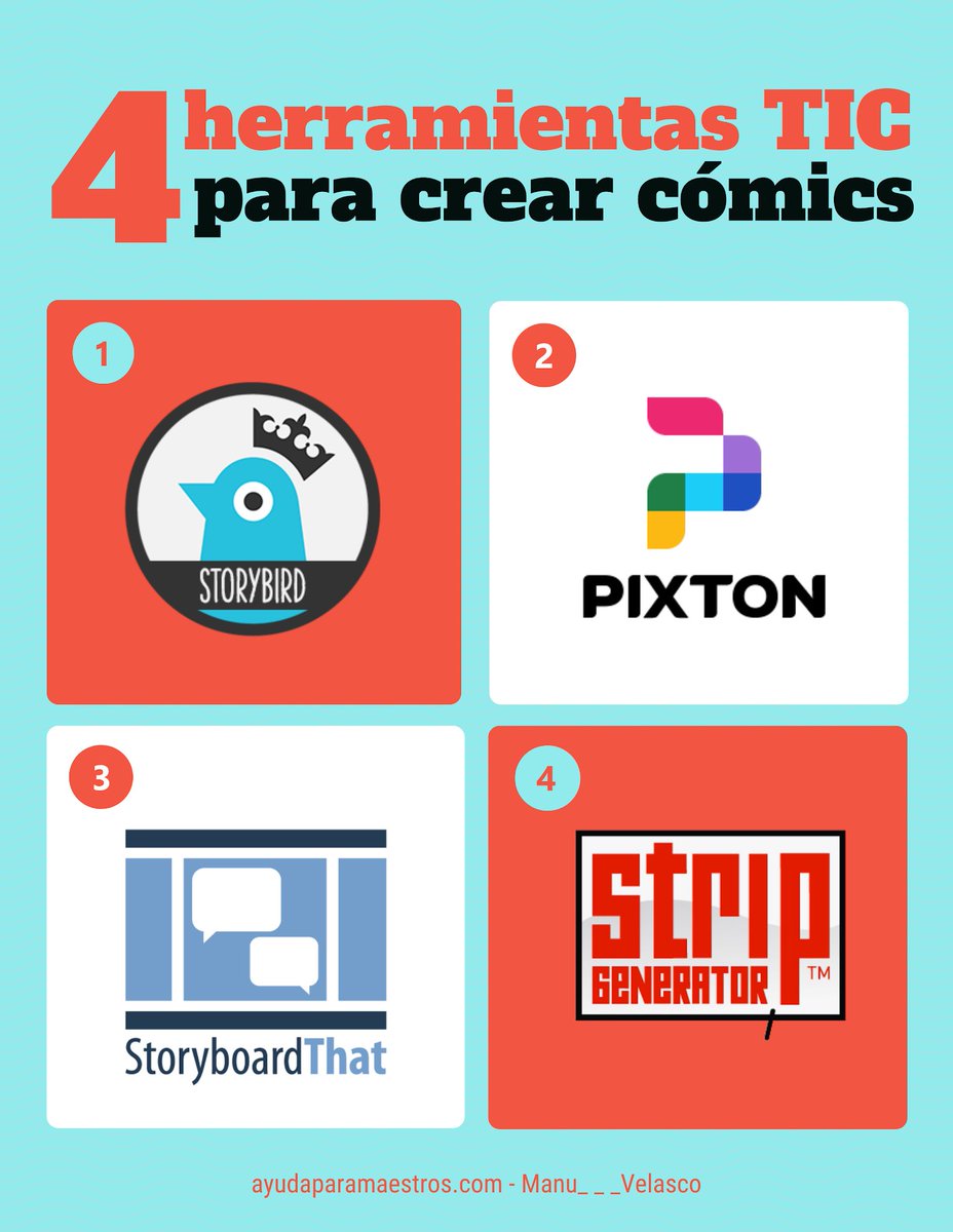 4 herramientas TIC para crear cómics. 👉 ayudaparamaestros.com/2020/08/4-herr… Por <a href="/Manu___Velasco/">Manu Velasco</a>