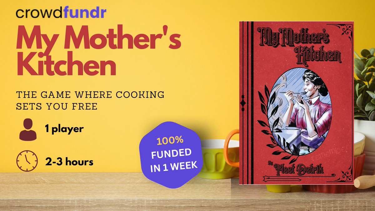 Only 5 hours left until #zimo23 is over, and 5 hours left to get My Mother's Kitchen, a #sologame about ghosts, cooking, and memory! Say you funded us when!