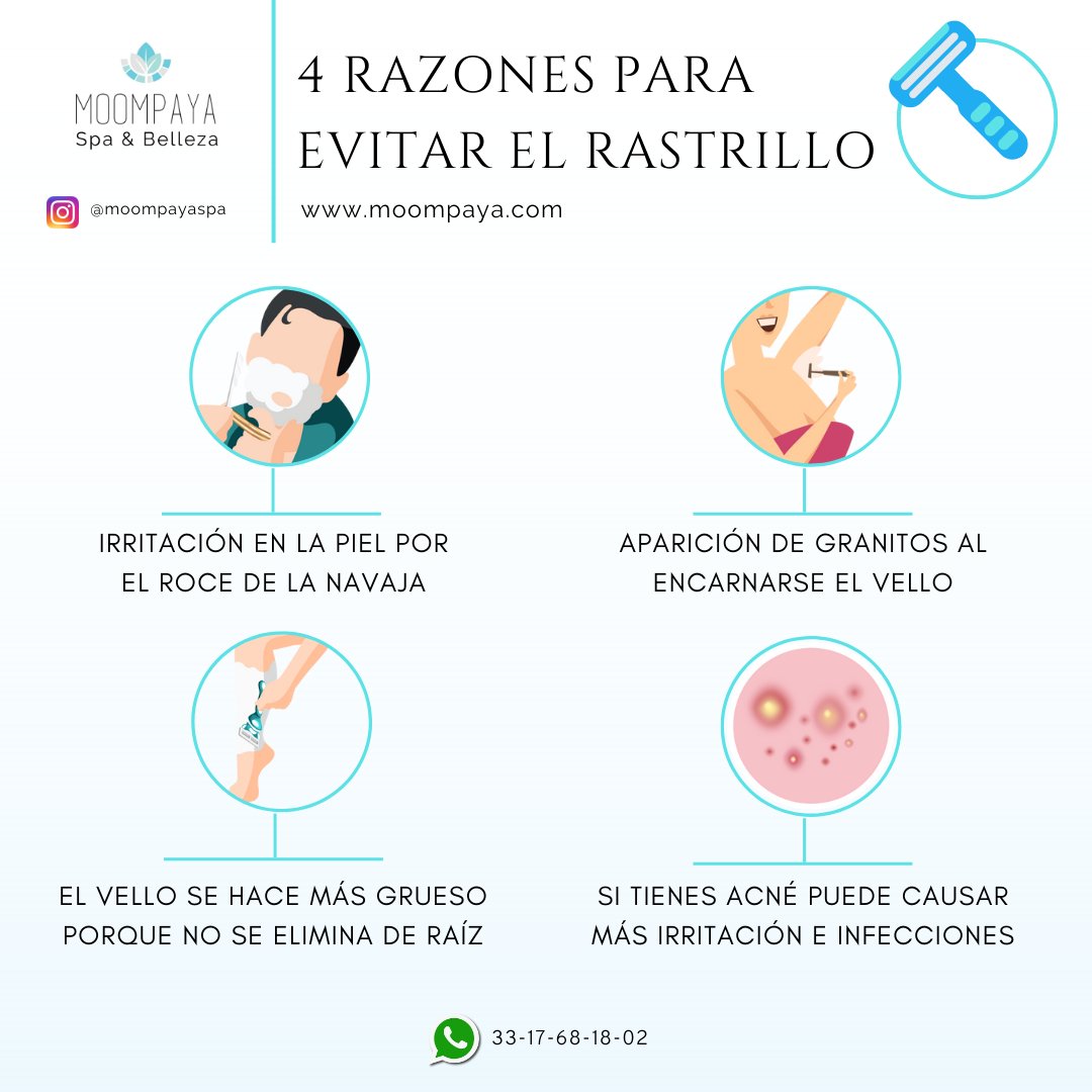 MoompayaSpa's tweet photo. 😉👉PODEROSAS RAZONES PARA QUE YA NO USES EL RASTRILLO AL DEPILARTE LAS PIERNAS, AXILAS U OTRA PARTE DEL CUERPO!  Agenda: 33-17-68-18-02
Resuelve tus Dudas Aquí: 👉https://t.co/4hpUD7WJ1d

#Tips #tipsbelleza #spagdl #depilacion #rastrillo #depilacioncorporal  #miercoles https://t.co/6B9dp6VJNn