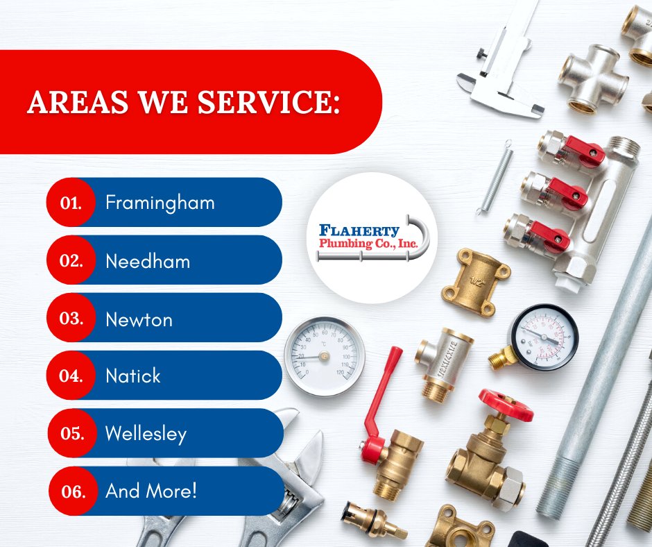 These are just a few of many areas we service in Boston's Metro West!! Visit our website to learn more about our plumbing and heating services 🙌