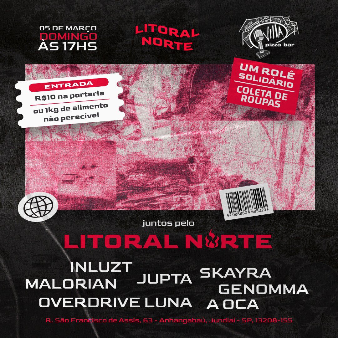genomma_rock's tweet photo. LITORAL NORTE - EVENTO BENEFICENTE
Vamos participar de pequeno festival que contará com várias bandas no próximo domingo, a partir das 17h, no Villa Pizza Bar, em Jundiaí
Entrada: R$ 10 ou 1kg de alimento não perecível, que será doado para dar suporte às vítimas
#MudarOMundo https://t.co/3nRArb8ryw