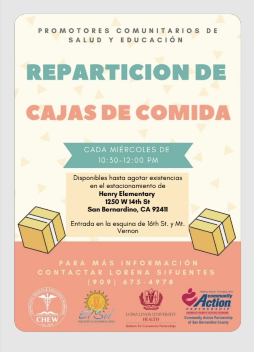 Don’t forget! Contact Lorena Sifuentes to register or for more information at 909-675-4978.

¡No se olvide! Contacte a Lorena Sifuentes para registrarse o para mas información al 909-675-4978