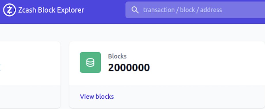 ZcashFoundation's tweet photo. #Zcash has reached its 2,000,000th block today! https://t.co/bTU37VKq8V