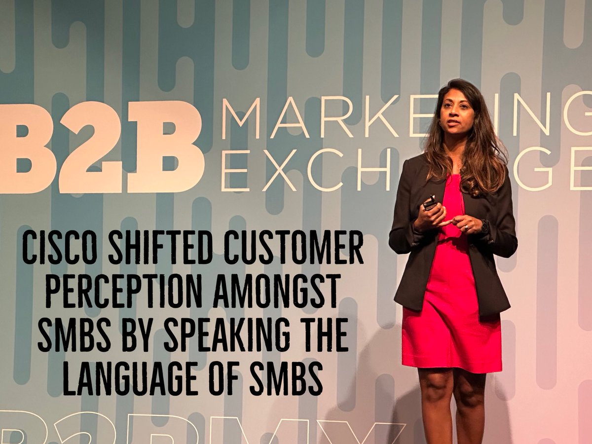 SMBs are a huge opportunity for Cisco but brand perception had to be shifted. How? Cisco VP <a href="/Luxythu/">LuxyT</a> says by speaking the language of SMB: simple, relevant &amp; transactional. #b2bmx