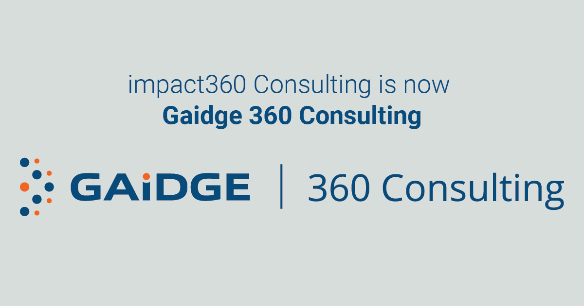 G360Consulting's tweet photo. We are excited to announce that impact360 Consulting is now Gaidge 360 Consulting! We may have a new name and look but it's still the same, great consulting team you have come to know. 

To learn more about Gaidge 360 Consulting visit: https://t.co/3qAI4Sw6Ru https://t.co/1HtY67CS10