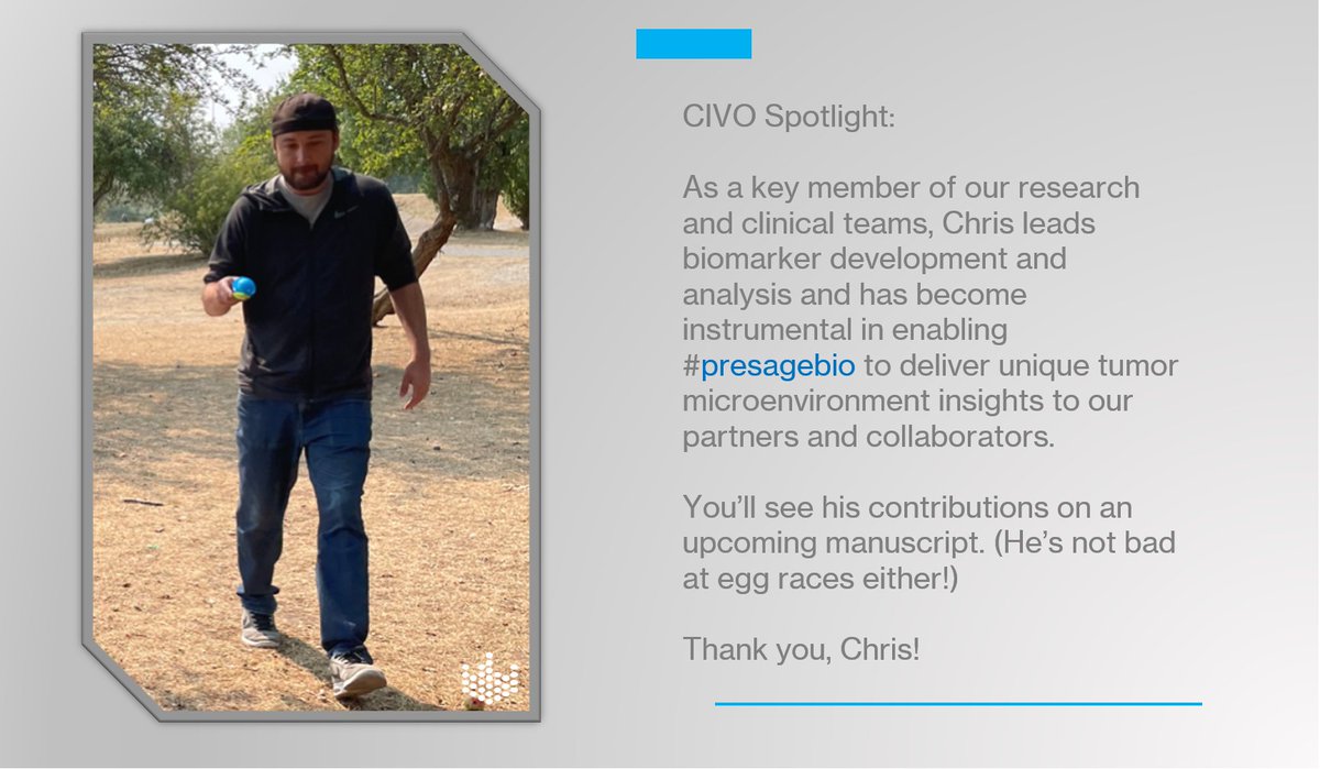 This week, #presagebio is shining the spotlight on our Senior Scientist, Christopher DuFort!