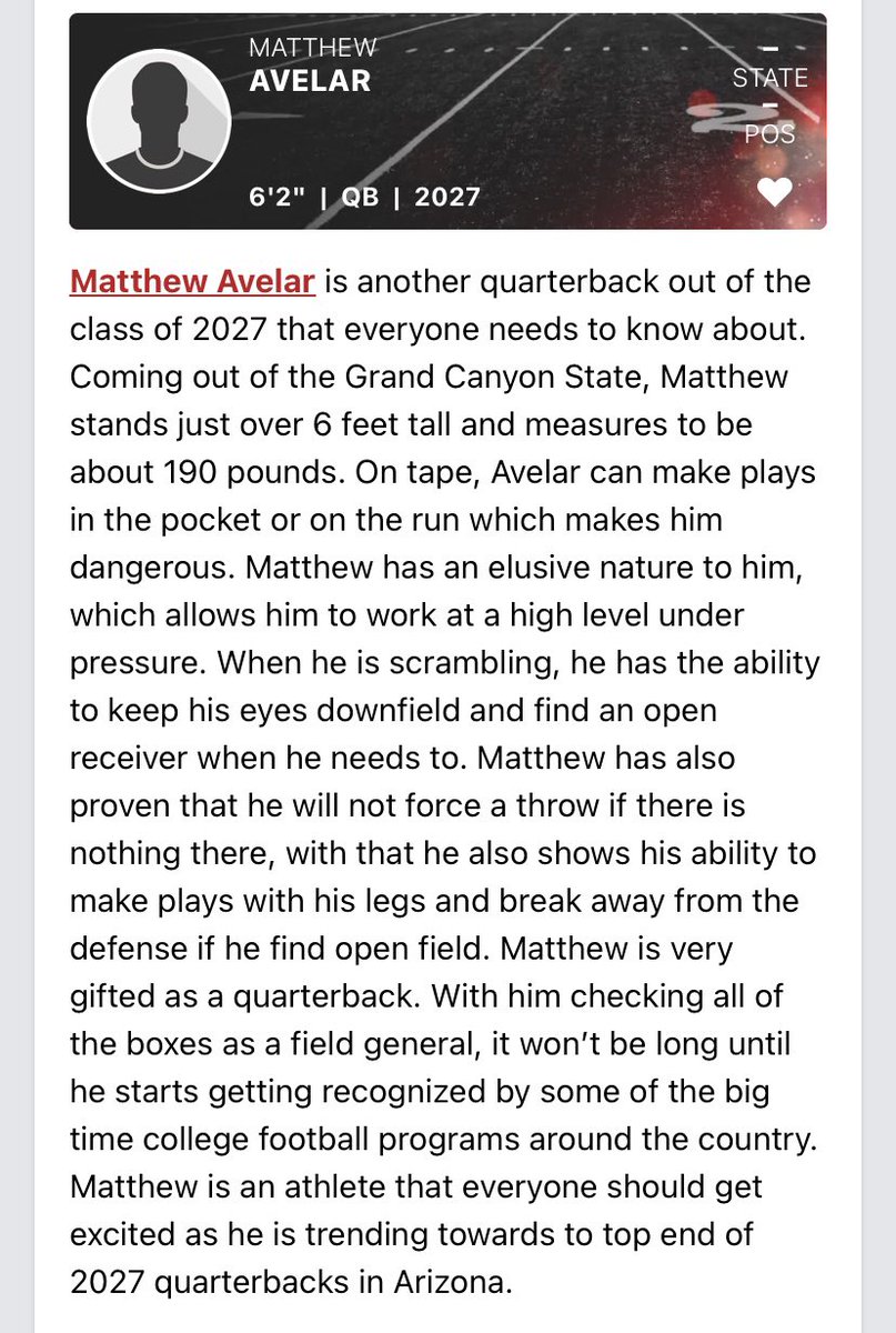 Matt_Avelar2's tweet photo. Thank you @PrepRedzoneNext & @AlPopsFootball for the write up๐ฅ @qbeacademy @GGE7v7
#mattynice๐ https://t.co/WlkdnAhISp