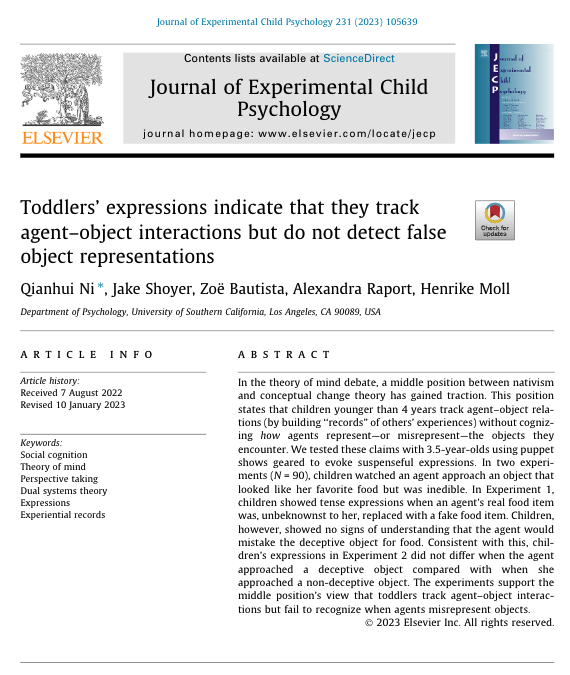 Qianhui Vicky Ni (@qianhuini) on Twitter photo Proud to share that our paper on toddlers' theory of mind has been published in the Journal of Experimental Child Psychology! This is my first+second year project at <a href="/USC/">USC</a> <a href="/USCDornsife/">USC Dornsife College of Letters, Arts & Sciences</a> ❤️A huge thanks to my advisor, Dr. Henrike Moll, and everyone who contributed to this project! Proud to share that our paper on toddlers' theory of mind has been published in the Journal of Experimental Child Psychology! This is my first+second year project at <a href="/USC/">USC</a> <a href="/USCDornsife/">USC Dornsife College of Letters, Arts & Sciences</a> ❤️A huge thanks to my advisor, Dr. Henrike Moll, and everyone who contributed to this project!
