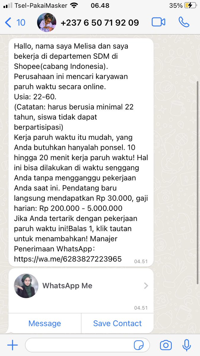 Wow HRD <a href="/ShopeeID/">Shopee Indonesia</a> rajin pisan jam 4 pagi udah ngespam. Dipantau min, jangan sampaj orang mengatasnamakan shopee.