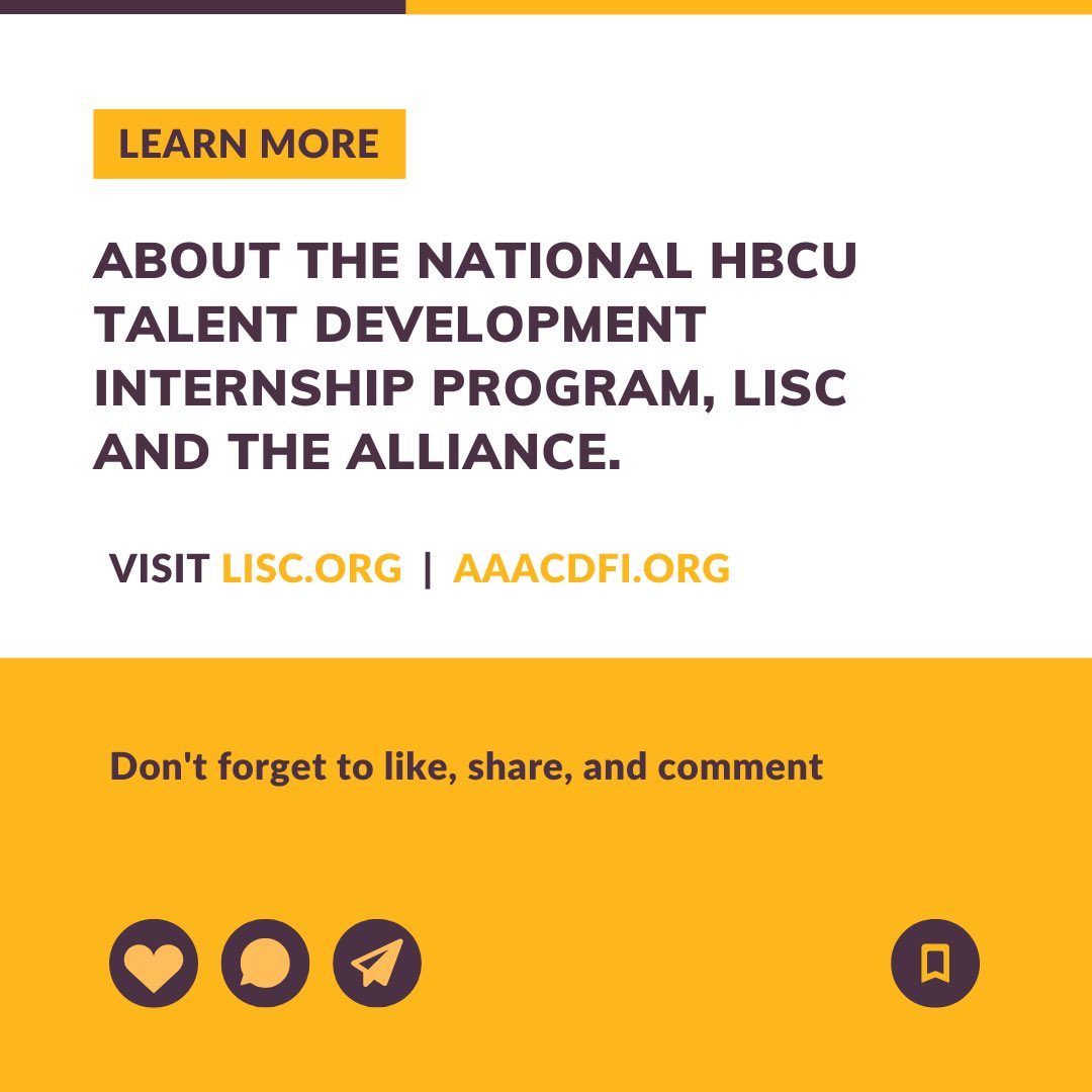 LISC and the Alliance are partnering to cultivate talent and provide opportunities to enrich the #HBCU student experience through the National HBCU Talent Development Internship Program. Learn more and share this story. #supporthbcus #supportblackcolleges bit.ly/cultivating-hb…