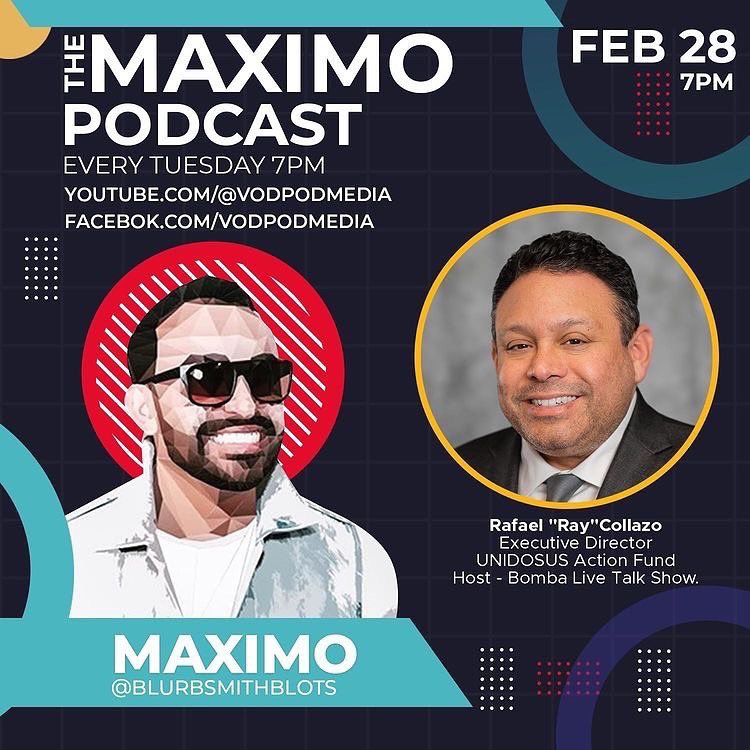 Join yours truly <a href="/collazophilly/">Rafael “Ray” Collazo</a> with my brothers <a href="/blurbsmithblots/">Máximo</a> @gylonj on tonight’s #MaximoPodcast on #VodPodMedia. Talking #LatinoVote #90sHipHop <a href="/sanbenito/">Benito Antonio</a> <a href="/sixers/">Philadelphia 76ers</a> <a href="/planetaryAOTP/">Planetary</a> CC <a href="/MCollazo215/">Michael Collazo</a> <a href="/MtzTweets/">Karina Martínez</a> <a href="/bomba_live/">BombaLive</a> 5pm PT/7pm CT/8pm ET