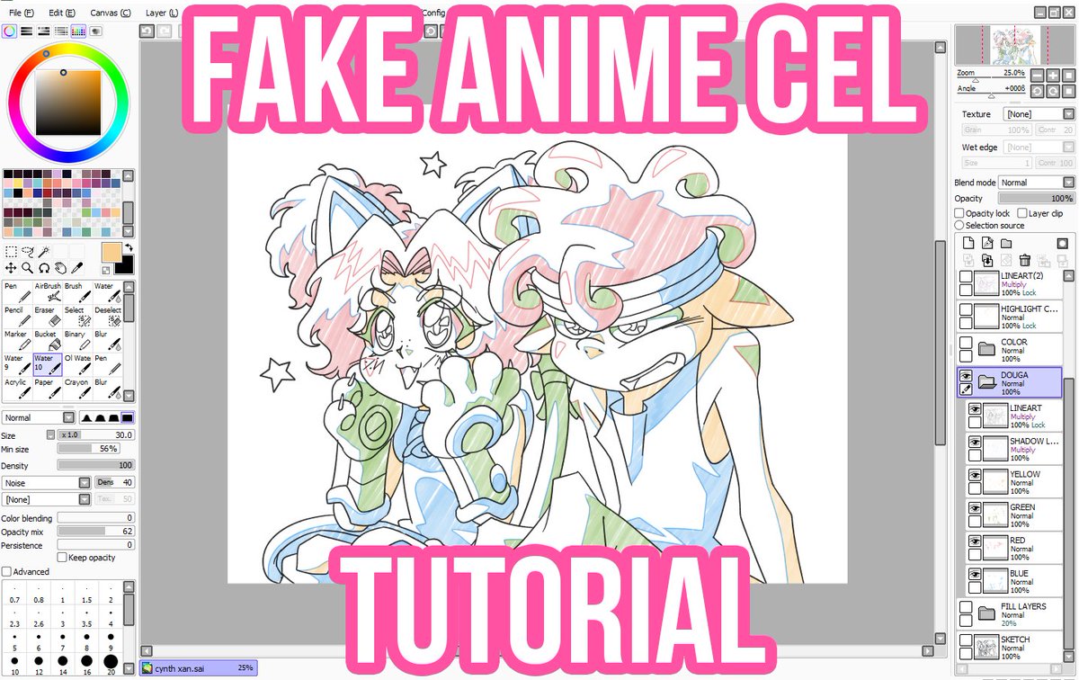 haaaiii everyone i made a fake anime cel tutorial that you can follow along with. prior knowledge to photoshop might be needed? i tried to explain this as best as i could. also you can do all this in a different art program that isnt sai lol https://t.co/RPQ2d5yhYm 
