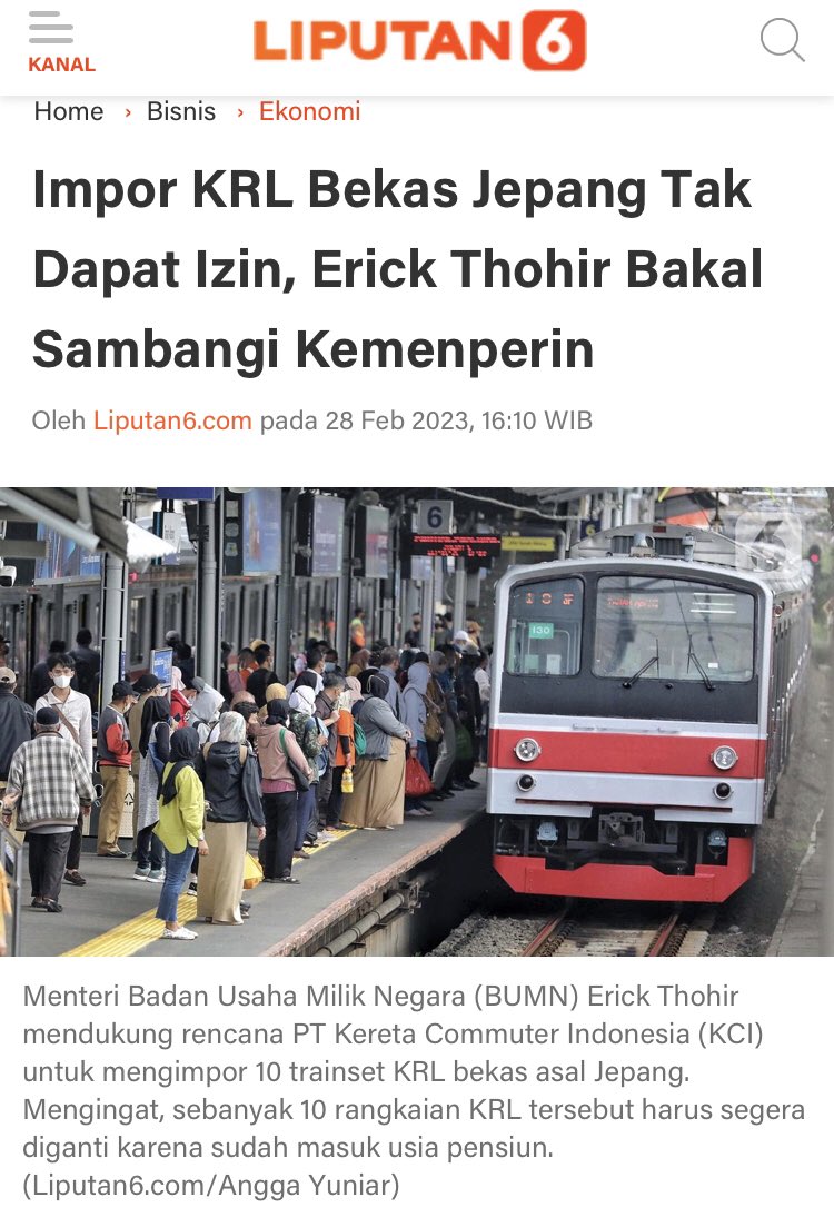 pakmul63's tweet photo. Bosnya Hobby impor, meski bekas sekalipun.
.
Padahal PT Inka sanggup menyediakan gerbong KRL pesanan PT KCI pada 2025 mendatang.
.
Mana industri kita mau maju?
.
@PKSejahtera @FPKSDPRRI https://t.co/yeXxlvTsc9