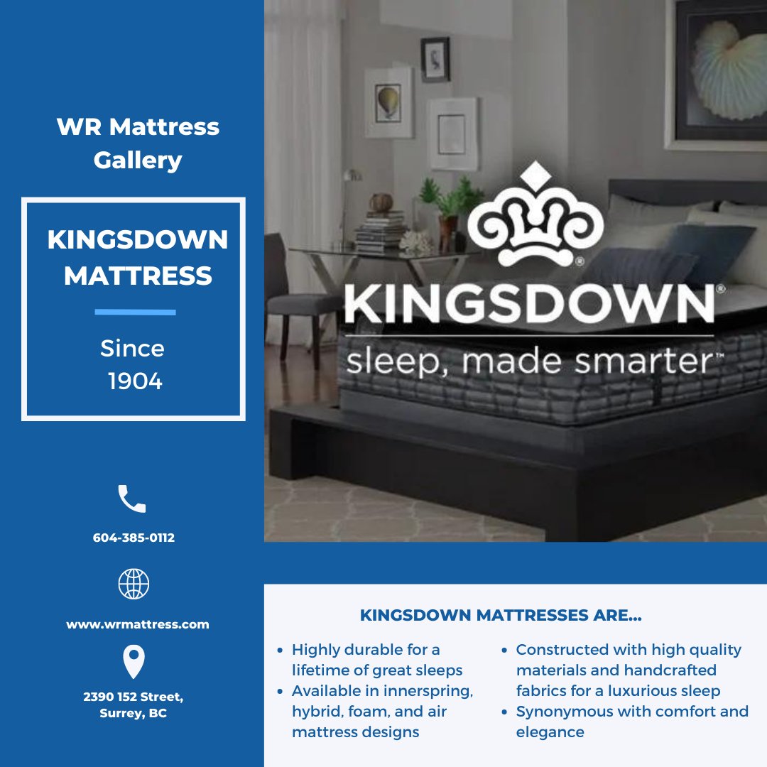 WRMATTRESS's tweet image. We love a Kingsdown Mattress! Come by the WR Mattress Gallery today to try one out for yourself or learn more here: ow.ly/1FpO50N5oSp

#wrmattress #mattress #sleep #kingsdownmattress #whiterock