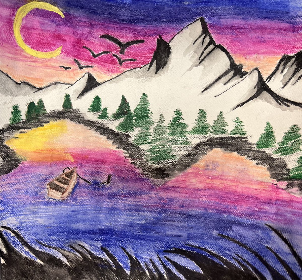 Art_nicholson's tweet photo. Environmental Art STEM students created watercolor colored pencil projects based on research they did about our state Colorado.  They found locations of interest and included items such as the state bird, flower and fish!  #SVVSDArt @WestviewSVVSD @ApWestview https://t.co/Dr8lykAcJW