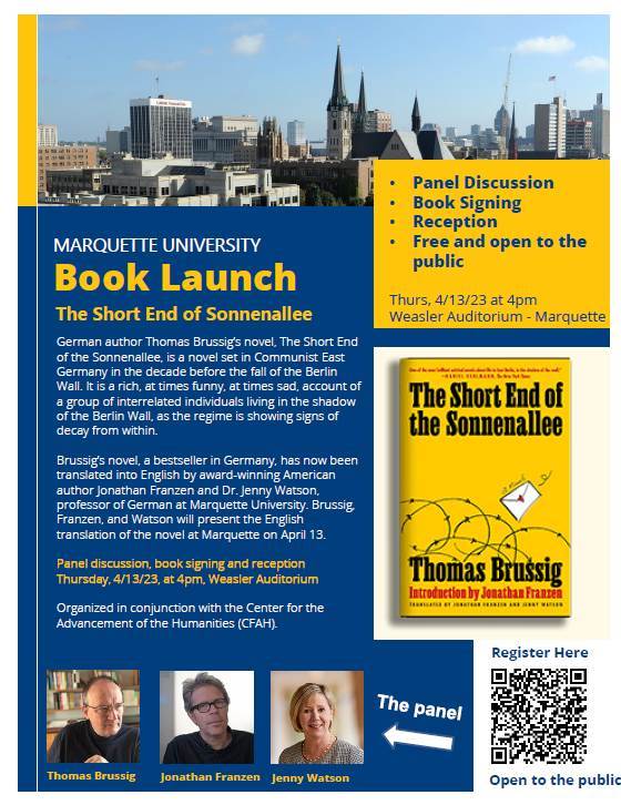 MUHumanities's tweet image. Join us for the Book Launch of "The Short End of Sonnenallee" 🎉

👇Click the link to register or Scan the QR code 📱 

Registration link: eventbrite.com/e/book-launch-…