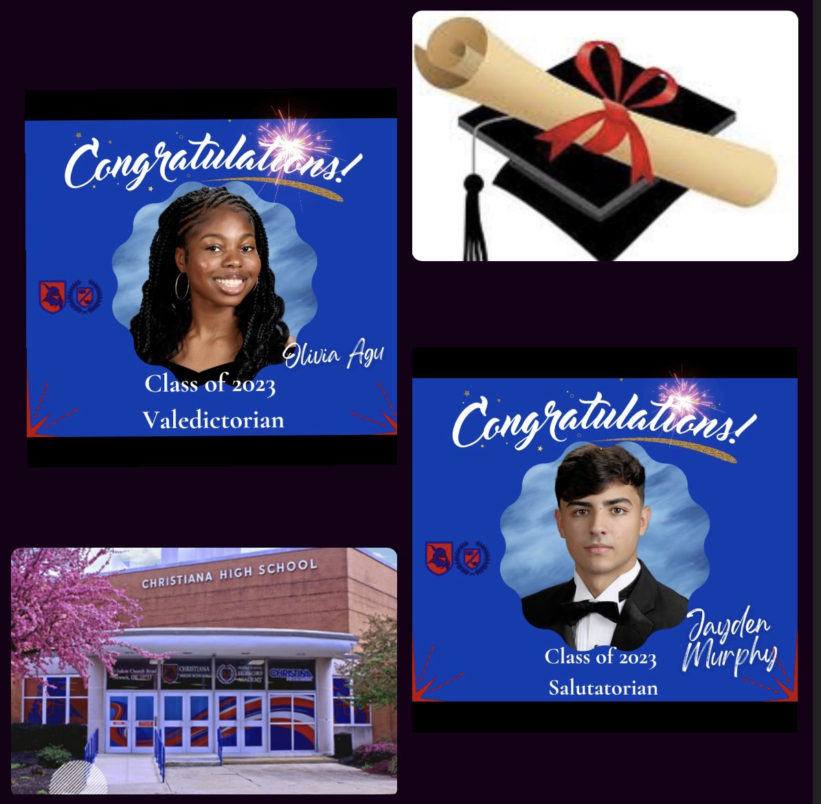 ChristianaHigh's tweet photo. #ChristianaVikings are proud to announce the #Classof2023 #Valedictorian Olivia A. and #Salutatorian Jayden M. These #scholars will represent our Campus in various areas this spring, including the #SecretaryScholars recognition with @DEDeptofEd
-
-
-
#BestoftheClass https://t.co/4HdWXPcUnH