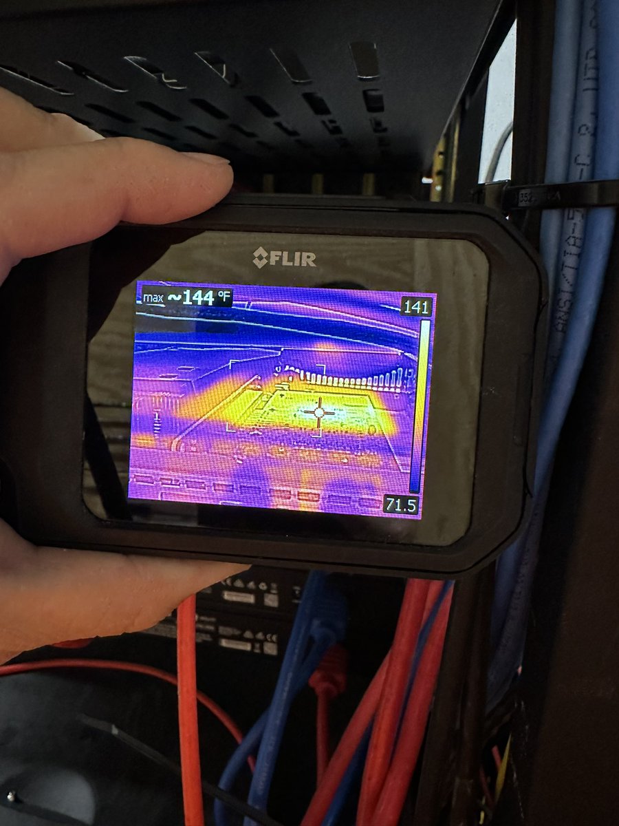 ConnectivityU's tweet image. Got to say. That’s a new one.  A network card overheated on a router at cardinal ridge today.  On a plus side rebooting it fixed it until we could swap it out.  Sorry for that service bump at 6pm, but we figured planned vs not was better.