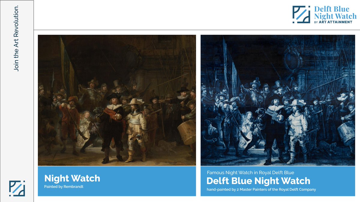 The Delft Blue Night Watch (@dbnw_nft) on Twitter photo DBNW is an interpretation of the famous Night Watch in the Delft Blue.
🔹 That means, Double the History: DBNW mixes the Famous Night Watch by Rembrandt and the traditional Delft Blue technique in one Art piece. 
Get to know more about the process of making this Art Piece🧵👇 DBNW is an interpretation of the famous Night Watch in the Delft Blue.
🔹 That means, Double the History: DBNW mixes the Famous Night Watch by Rembrandt and the traditional Delft Blue technique in one Art piece. 
Get to know more about the process of making this Art Piece🧵👇
