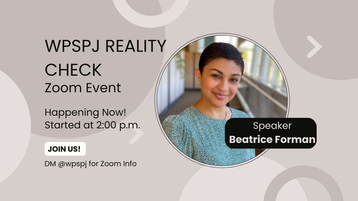 WPSPJ's tweet photo. It's not too late to join us right now as we speak to General Assignments Reporter Beatrice Forman from the @PhillyInquirer! #WPSPJRealityCheck https://t.co/8EMhwnALXC