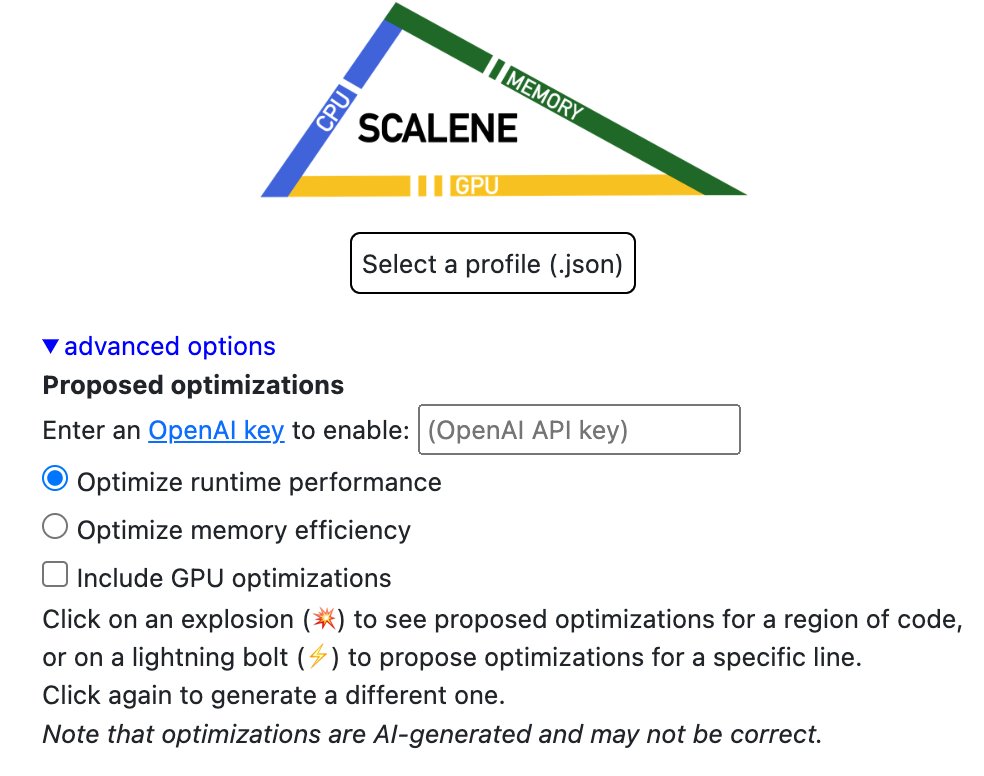 BIG new release of the Scalene profiler for Python (1.5.20) with TONS of improvements to its AI-powered proposed optimization - speedups up to nearly 100x! (github.com/plasma-umass/s…) github.com/plasma-umass/s…, `python3 -m pip install scalene`