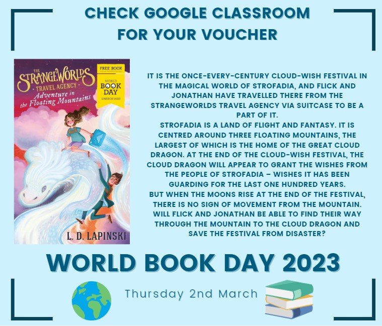 LcaReading's tweet photo. This sounds exciting! Collect your vouchers from Google Classrooms or your English teacher to pick up this great read for free! 🎉 https://t.co/PKflfOSxq6
