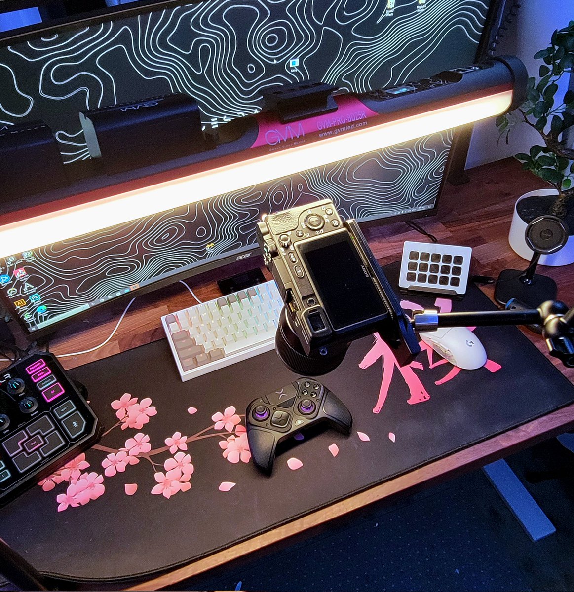 invader_moon's tweet image. Finishing up a recording for today's tiktok. Trying out the @GVMLED BD25R  light today. I don't wanna hear one word about my dirty mouspad @Hystar_Shop #newlight #tiktok #ContentCreator