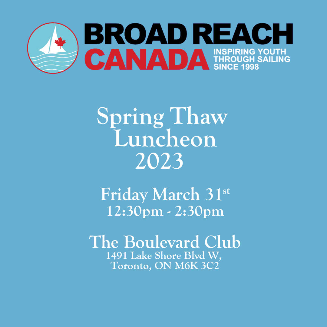 sailbroadreach's tweet photo. Join us for our Spring Thaw Luncheon to kick off the 2023 sailing season, on 31 March 2023 at the Boulevard Club! Get tickets at: https://t.co/G6VyGd3KEY

#spring #springthaw #GTA #toronto #torontosailing #youth #sailing #youthsailing  #30yrs #community #sail https://t.co/qtO2Iu9Xuy