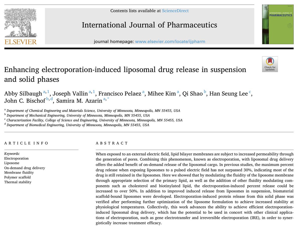 AzarinLab's tweet photo. Check out our latest publication: Enhancing electroporation-induced liposomal drug release in suspension and solid phases @ELSpharma 

https://t.co/zoD5DYMt7a https://t.co/Pcagix2iJX