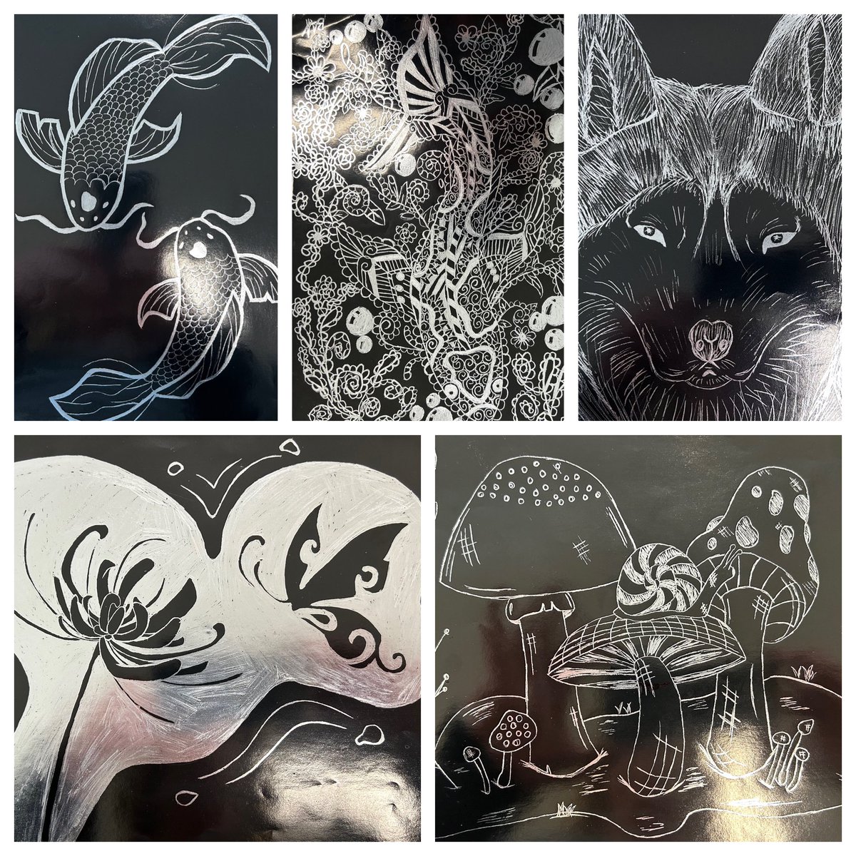 jenpeltonmiller's tweet image. Scratch Art in 8th grade Art Class! #jrhighart #scratchart