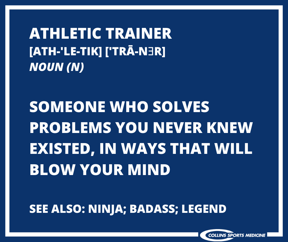 CollinsSports's tweet photo. Tomorrow kicks off National Athletic Training Month! There's an AT for That!

Don't forget to thank an Athletic Trainer!

#AT #AthleticTraining NATM2023 https://t.co/5W7BgKYGmP