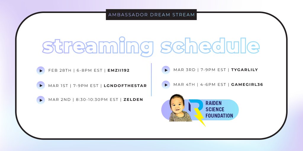 thegamehers's tweet photo. Hey Now, Hey Now! The Stream isn't over! This week, five members of the TGH community will be on our Twitch! We have also partnered with @RaidenScience to raise awareness &amp; funds! 

Donate Now: https://t.co/4HmvsOUExs

#DreamStream #RareDiseaseDay #RaidenScienceFoundation https://t.co/Pk5sumtclf