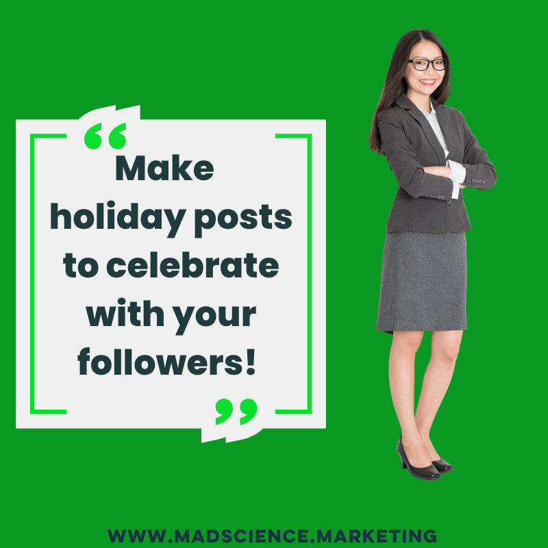 MadScienceInc's tweet photo. Make  holiday posts to celebrate with your followers! https://t.co/cFAR6bOprQ

#MarketingCompany #SocialMedia #InternetSales #NonProfit #SmallBusiness #BusinessHelp #DigitalMediaMarketing #MediaMarketing #DigitalMarketing #Marketing #MadScience https://t.co/weCLYyVZnk