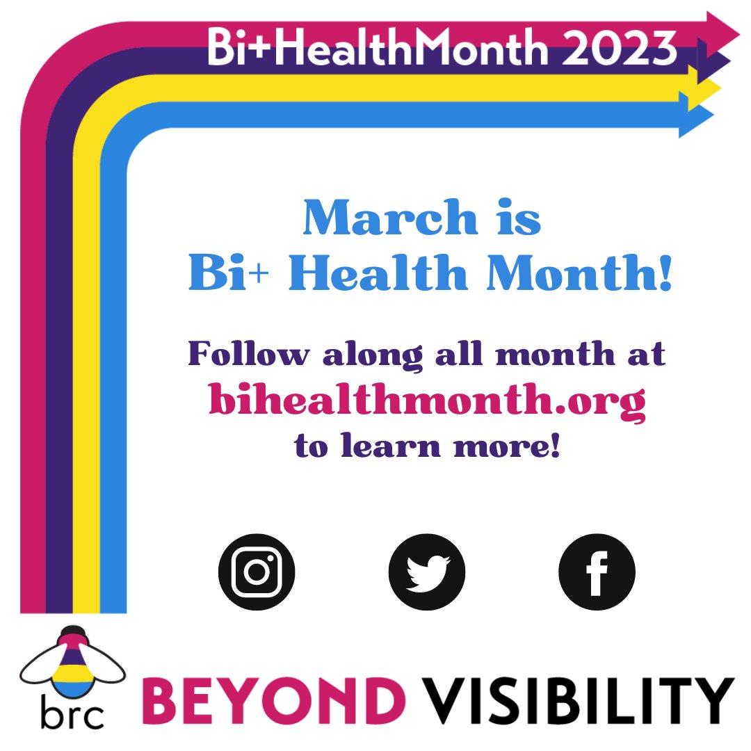 BRC_Central's tweet photo. Today kicks off the 10th annual #BiHealthMonth!

This year’s theme is “Beyond Visibility.” We chose this theme to recognize that while we've made incredible strides with visibility, there's still so much more work to be done to ensure health equity for bi+ folks. https://t.co/OWAHKKC2vn
