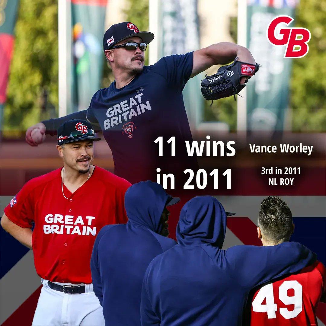Just 11 days until game 1.

<a href="/VANIMAL_46/">Vance Worley</a> has thrown over 650 big league innings and in 2011 was part of a division-winning Phillies squad that won 102 games. Worley came third in 2011 NL Rookie of the Year voting having gained 11 wins on the year.

#LetsGoGB
🇬🇧⚾🦁