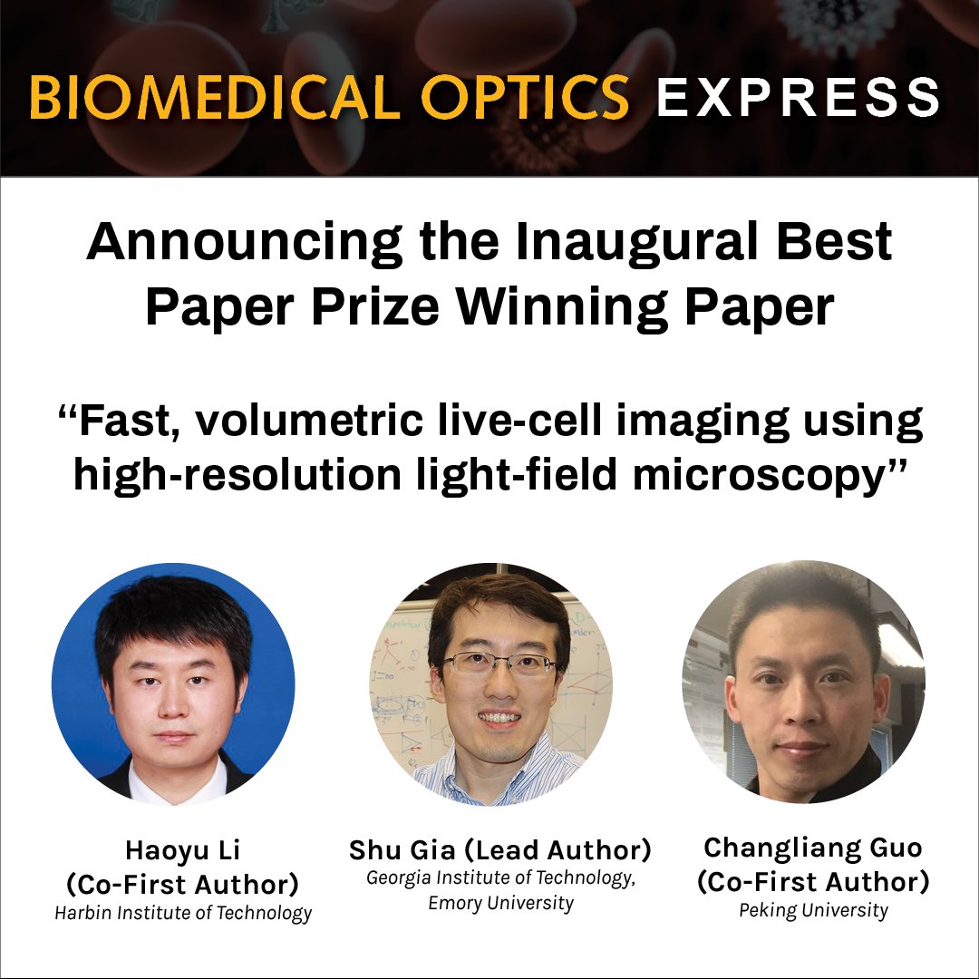 Congratulations to the authors of the inaugural #OPG_BOEx Best Paper Prize winning paper! In this editorial, Editor-in-Chief Ricky Wang and Deputy Editor Sina Farsiu discuss the paper: ow.ly/9vnh50N3W1B <a href="/CoulterBME/">Coulter BME | Emory & Georgia Tech</a> <a href="/ChangliangGuo/">changliang guo</a>