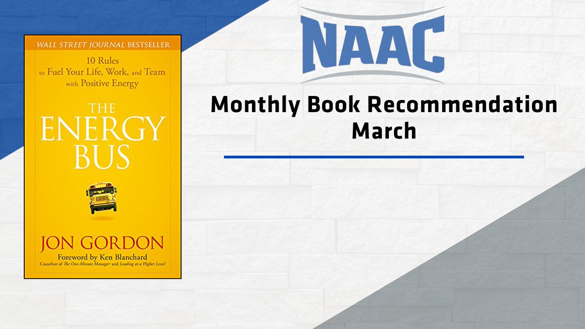 NAACconnect's tweet photo. Book of the month: The Energy Bus by Jon Gordon📖🚍

🔗⬇️
https://t.co/q2ktgIT33H https://t.co/KgBpvyebrn