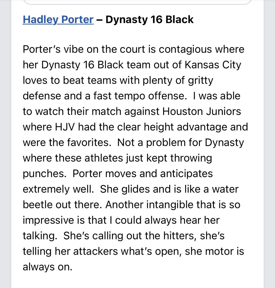 🔥<a href="/HadleyPorter_/">Hadley Porter</a> is the BEST 2025 libero -💪🏽Thanks <a href="/PrepDigChris/">Chris Fitzgerald</a> ! Looking forward to qualifier season! <a href="/PrepDig/">Prep Dig 🏐</a> <a href="/RecruitDynasty/">DynastyVBRecruiting</a> <a href="/dynastyvbc/">DYNASTY Volleyball</a>