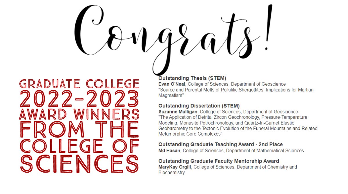 We want to congratulate the 2022-2023 Graduate College Award winners from the College of Sciences. We have amazing students and faculty in our college!
#UNLVCollegeofSciences #UNLV