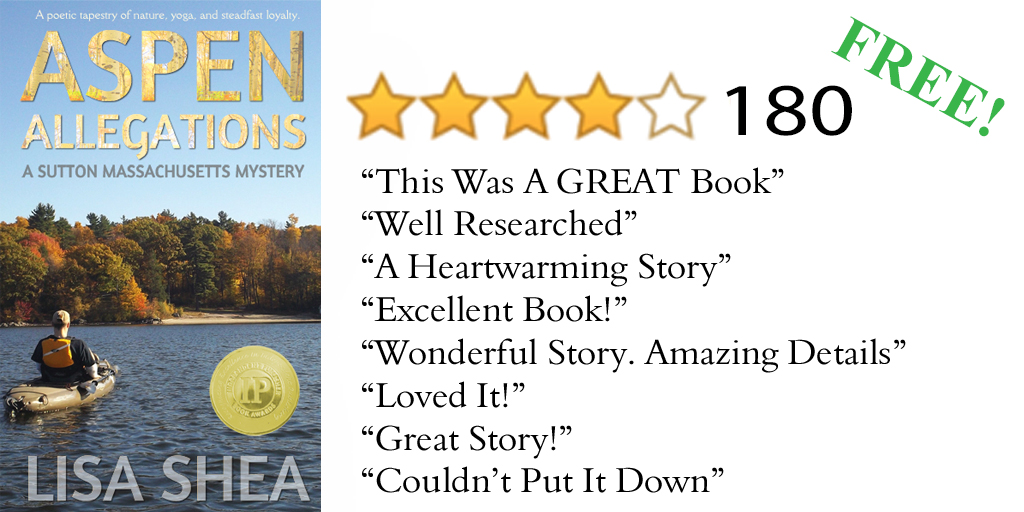 FREE! 
A gentle mystery novel set in 
warm autumn Sutton Massachusetts sunshine. 
amazon.com/Aspen-Allegati… 
#cozymystery #mystery #yoga
Learn more about @SuttonMass 
Follow Lisa at <a href="/LisaSheaAuthor/">LisaSheaAuthor</a>