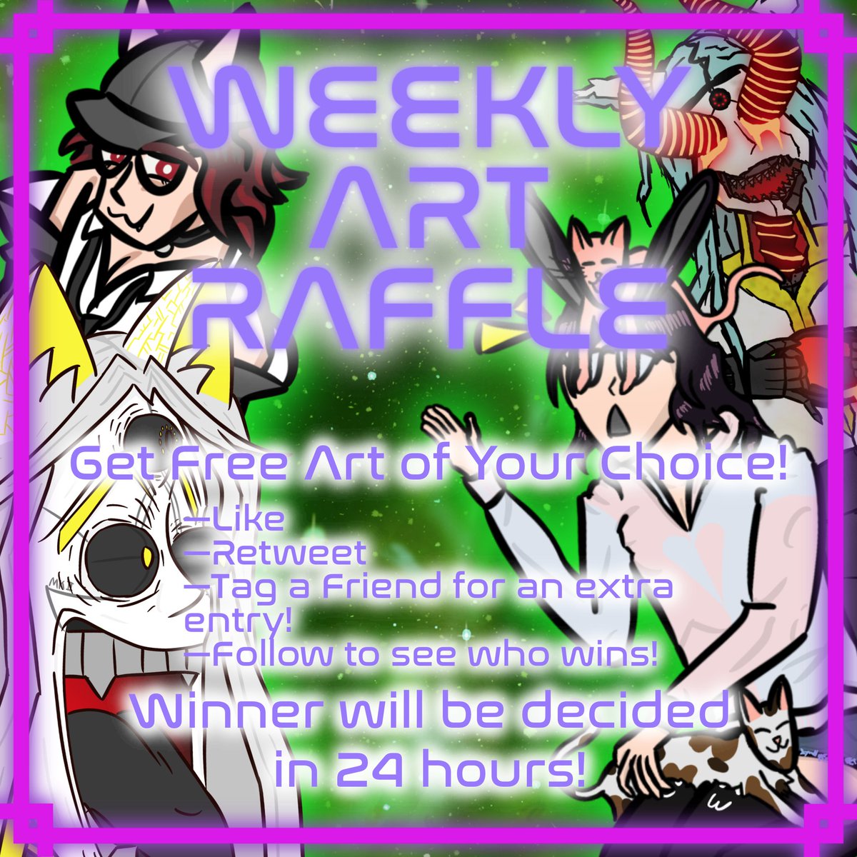 SeannessyTV's tweet image. 🚨⚠️𝗔𝗧𝗧𝗘𝗡𝗧𝗜𝗢𝗡 𝗘𝗩𝗘𝗥𝗬𝗢𝗡𝗘⚠️🚨

⚡️The 2nd Weekly Art Raffle is Here! Enter now for some Free Art of your choice!⚡️

Join Now!
—【🔁】Like and Retweet!
—【🤝】Tag a Friend for +1 Entry!
—【👤】Follows Appreciated!

Winner decided in 24 hours!