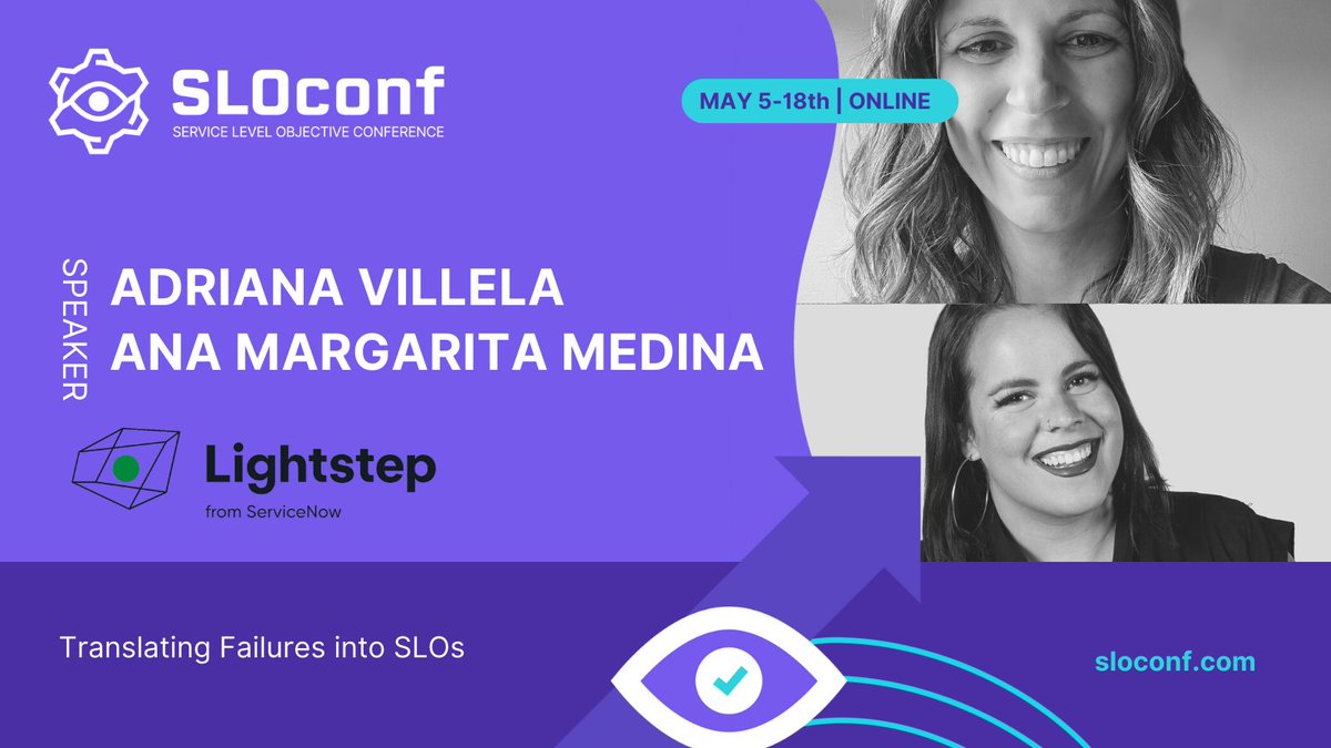 SPEAKER ANNOUNCEMENT 📢 Excited to kick off our official speaker announcements for #SLOconf with this talk by @adrianamvillela and @Ana_M_Medina of @LightstepHQ 🙌 What learnings should you leverage from the incidents you’ve been through? 🤔 Register sloconf.com