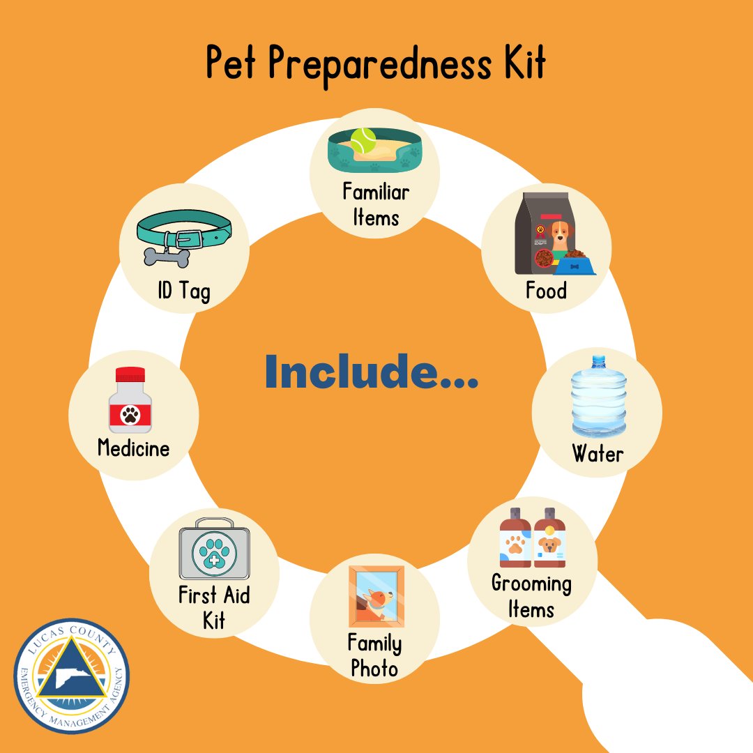 LucasCoEma's tweet photo. Your pets are an important member of your family, so they need to be included in your family’s emergency preparedness plan too.
Here are some items you will want to include in an emergency kit for your pets:
#petpreparedness #readygov #emergencypreparedness #emergencypetkit https://t.co/becHUGNTKY
