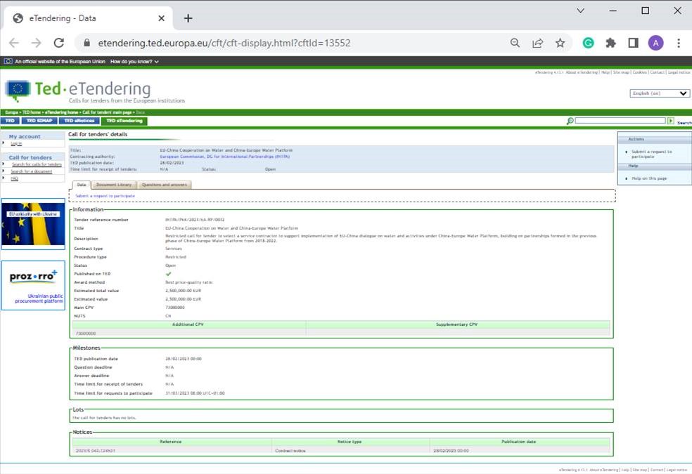 📢 Participate in the tender EU-China Cooperation on Water and China-Europe Water Platform

To support implementation of EU-China dialogue on water and activities under China-Europe Water Platform.

🔎 More information: cewp.eu/contract-notic…