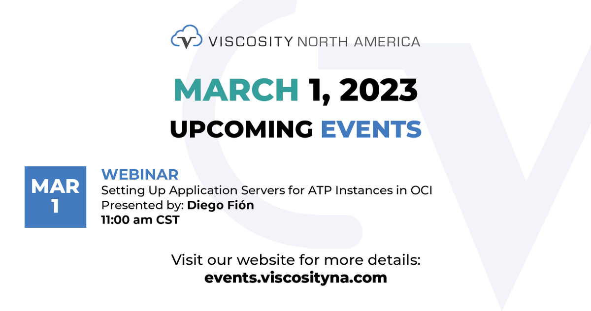 ViscosityNA's tweet photo. This week meet with Diego Fion on his #orclapex webinar, on March 1 to improve your application development skills with this low-coding platform. 

Visit our events page: https://t.co/E1Auc8jEWB  
 
#viscosityna #orapub #APEX #lowcoding https://t.co/0LmvcgfUWp