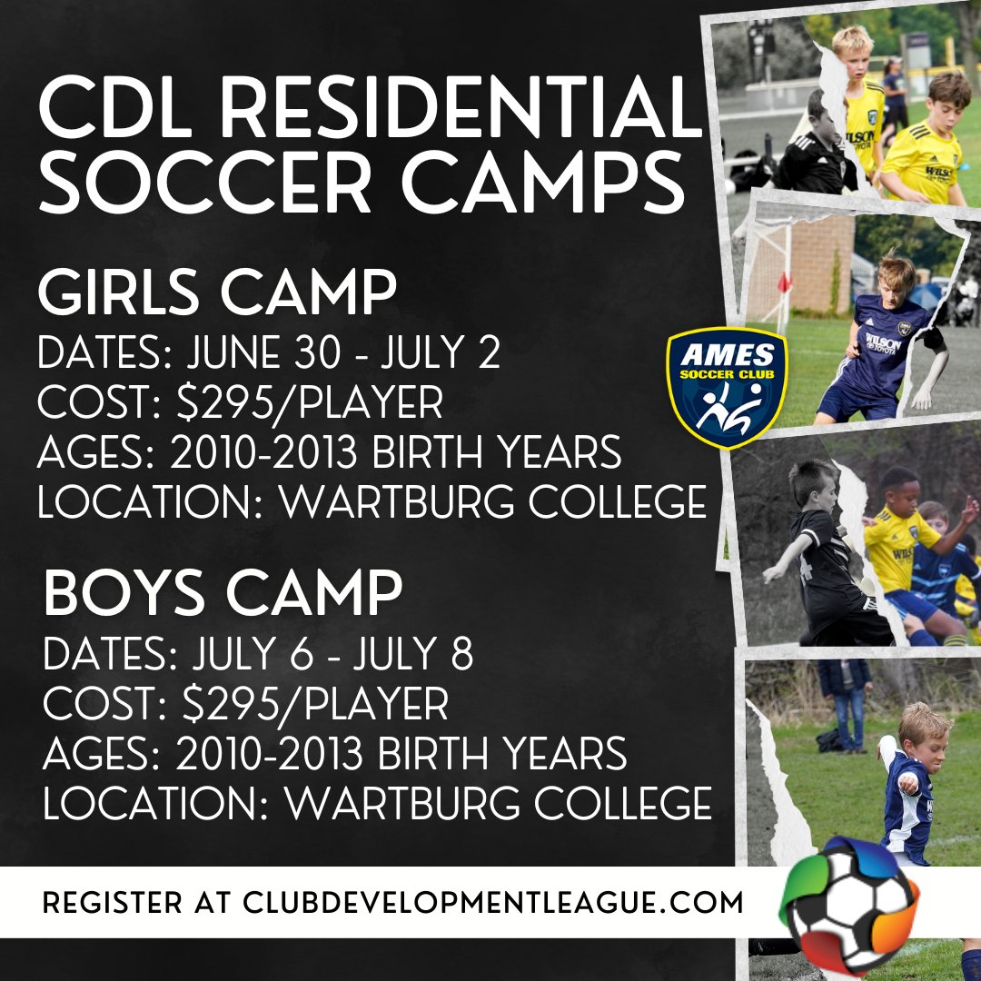 amessoccer's tweet photo. We’re looking forward to being part of the inaugural CDL Residential Soccer Camp this summer &amp; we hope you’ll join us there! 

This camp is open to 2013-2010 players regardless of club or league affiliation and you can learn more by clicking here: https://t.co/FgIUND79Xc https://t.co/umugdZ0oL4