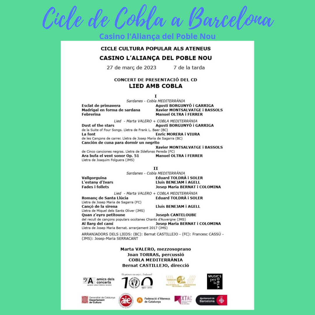 ACFBarcelona's tweet photo. NOUS CONCERTS!  
Aquest vespre us presentem dues noves propostes de concerts al @teatre_casinoalianca .
La primera el pròxim dilluns dia 6, dins els actes del Centenari, gaudireu de la Sarsuela i Cançó Catalana. Mireu el programa i veureu que no el podeu perdre. https://t.co/DJSS7ABoID