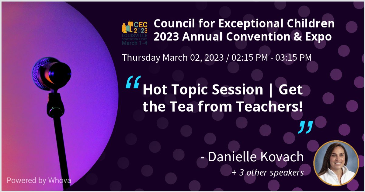 Danielle M. Kovach, EdD (@daniellemkovach) on Twitter photo Hey teachers! We have a free gift just for you when you come and get the “tea” from other teachers.
It’s going to be so much fun!
#CEC2023 - via #Whova event app
<a href="/CECMembership/">Council for Exceptional Children</a> Hey teachers! We have a free gift just for you when you come and get the “tea” from other teachers.
It’s going to be so much fun!
#CEC2023 - via #Whova event app
<a href="/CECMembership/">Council for Exceptional Children</a>