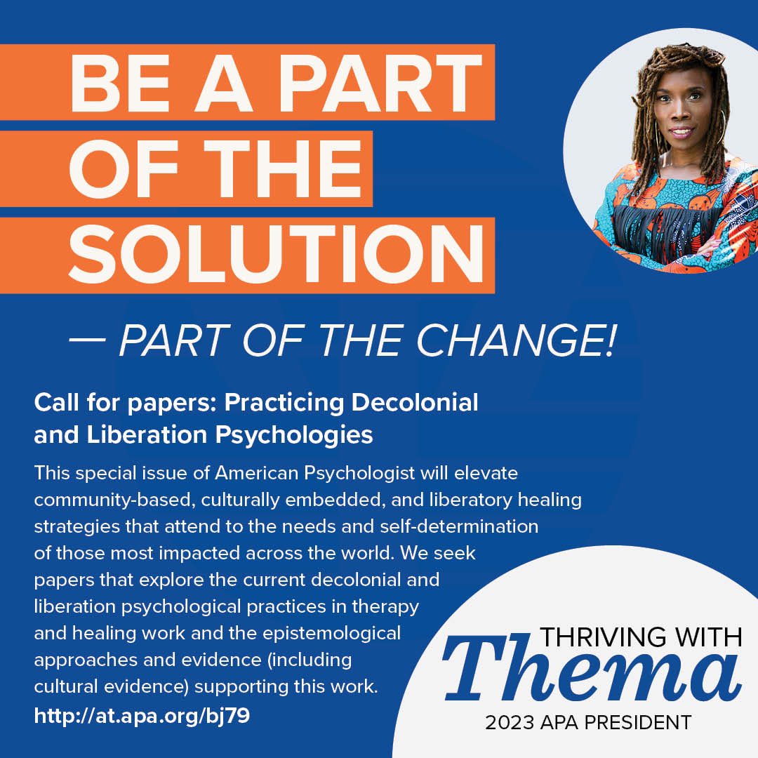 Psychologists, help me spread the word about Decolonial and Liberation Psychologies! <a href="/APA/">American Psychological Association</a>